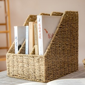 Woven seagrass file stand desk accessories sea grass leaflet book holder tabletop organizer - Product Image 3
