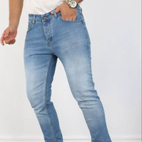 Jeans en denim stretch coupe slim pour hommes, taille mi-haute, délavé vintage et effet usé, pour le quotidien et le streetwear