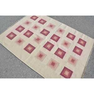 พรมขนสัตว์สีเบจสีแดงพื้นที่ขนาดใหญ่คลาสสิกที่ทันสมัย4.4x6.1ฟุตสไตล์ตุรกีวินเทจเย็บปะติดปะต่อกันลายยางขนาด10มม. สำหรับห้องโถง - Product Image 4