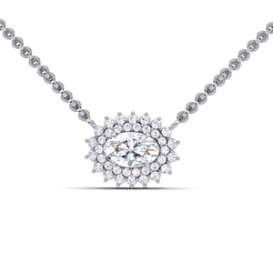 IGI Certified Lab Grown Diamond Oval Cut Double Halo Pendant in Solid 925 Sterling Silver Luxury <b>Cluster</b> Design - Product Image 1