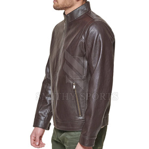 Meilleures ventes en ligne de vêtements pour hommes Veste en cuir Nouvelle veste en cuir pour hommes à la mode Veste en cuir coupe-vent de style décontracté - Product Image 2