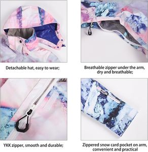 Veste et pantalon de ski pour femmes imperméable coupe-vent Snowboard Manteau isolé chaud hiver - Product Image 4