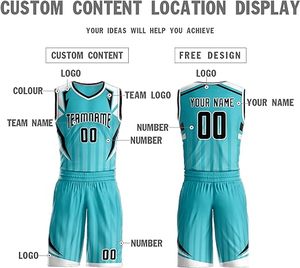 Ensemble de maillots de basket personnalisés sans manches pour jeunes/adultes, entièrement sublimés, imprimés en 3D, maillots de basket sublimés 100% polyester - Product Image 3