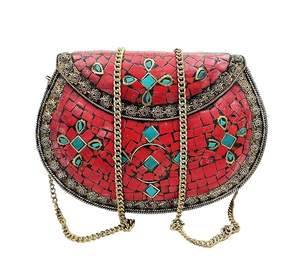 Elegant Mosaic Bohemian <b>Clutch</b> <b>Bag</b> Handmade Antique Ethnic Design with Metal Chain At Lowest Price By HF CRAFTS - Product Image 5