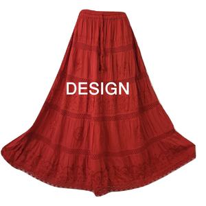 2023 exclusif nouvelle mode vente directe d'usine Bangladesh femmes décontracté brodé longue jupe coton Spandex tissu naturel - Product Image 3