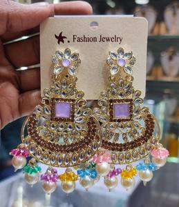 INDIAN TRADITIONAL and <b>FASHIONABLE</b> <b>EARRINGS</b> GOLD PLATED KUNDAN WITH PEARL <b>EARRINGS</b> and BOLLYWOOD <b>EARRINGS</b> for WOMENS & GIRLS - Product Image 6