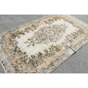 พรมขนสัตว์สีขาววินเทจขนาด5.6x9ฟุตพรมห้องนั่งเล่นลายเย็บปะติดแบบเรียบสไตล์ตุรกีมีแผ่นรองทำจากยาง - Product Image 4