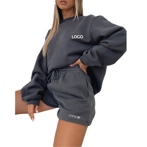 2025 sweats à capuche surdimensionnés de haute qualité pour femmes personnalisés avec logo couleur unie manches courtes nouveau style produit OEM - Product Image 1