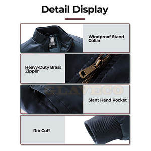 Veste en cuir d'hiver pour homme sur mesure en gros, col montant, logo frontal, capuche, imperméable, coupe-vent, respirante, écologique - Product Image 5