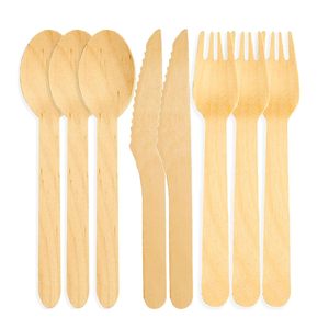 Juego de cubiertos de madera desechables Alternativa al plástico Ecológico Biodegradable Compostable Natural (juego de cubiertos de madera 100 piezas) - Product Image 2