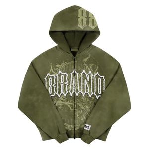 เสื้อกันหนาวมีฮู้ดผ้าฟลีซผ้าฝ้าย100% โอเวอร์ไซส์แบบมีซิปโอเวอร์ไซส์ออกแบบโลโก้ได้ตามต้องการ - Product Image 1