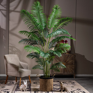 Palmera Areca Artificial Grande, Planta Artificial Realista al Tacto, <span class=keywords><strong>Dypsis</strong></span> <span class=keywords><strong>Lutescens</strong></span> con Maceta para Decoración de Hogar, Oficina, Sala de Estar, Vestíbulo de Hotel - Product Image 1