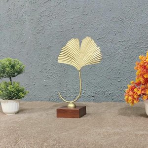 Décor de table Design feuille avec socle en bois pour la maison hôtel vaisselle accessoires décoratifs couleur or Table accessoires de décoration - Product Image 2