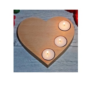 Portavelas de madera con forma de corazón de diseño personalizado, vajilla decorativa, portavelas de té elegante, portavelas de madera - Product Image 6