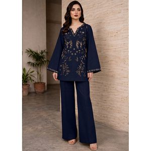 URAIB EMB Casual Fitness Suit 2 PCS One <b>Set</b> Including Top Shorts XS 6XL Loose Fit Crepe <b>Knitting</b> Jersey Fabric Daily Print - Product Image 2