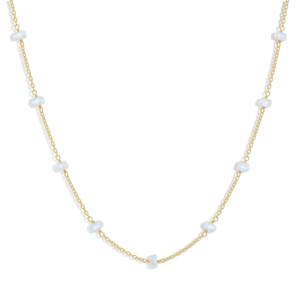 Collar de cadena con cuentas de piedra lunar de 18 pulgadas de Plata de Ley 925 para mujer, regalo de joyería fina para boda o cumpleaños - Product Image 1