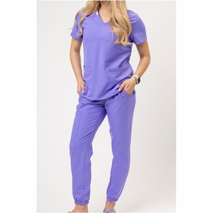 Scrubs uniformes ensembles col montant manches courtes Polyester rayonne Spandex à la mode femmes hôpital Scrubs - Product Image 5