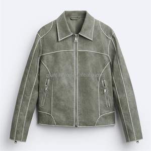 Veste en toile à fermeture éclair unisexe personnalisable Automne Street College Style surdimensionné manches longues col montant Veste décontractée pour hommes - Product Image 6