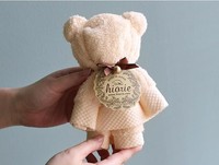[Set de Regalo HIORIE] Toalla Imabari, Paño de Lavado, Caja de Cartón con Diseño de Oso, 100% Algodón de Alta Calidad, para Año Nuevo, Navidad, Negocios, Bodas, Hecho en Japón
