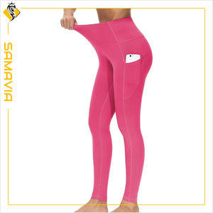 Leggings de fitness taille haute personnalisés pour femmes 100% coton tricoté pour le sport Yoga formation Logo personnalisable - Product Image 2