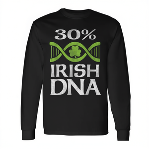 Camiseta de manga larga con estampado serigrafiado de Irish DNA 30 Percent St Patricks Day, unisex para adultos, cuello redondo - Product Image 3