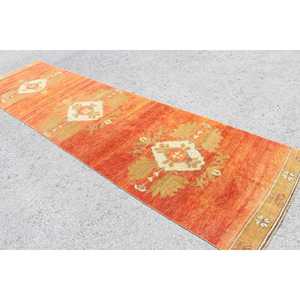 Tapis de 3,37 x 13,4 pieds, tapis turc, tapis vintage en laine rouge bordé - Product Image 4