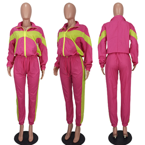 Envío de la gota de manga larga con cremallera frontal 2 piezas de bloque de Color ligero poliéster cortavientos chándal mujer 2025 - Product Image 2