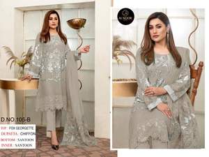 Traje de diseñador paquistaní Salwar Kameez para mujer, ropa india, traje de trabajo con bordado de secuencia Georgette, Ropa Étnica para mujer - Product Image 6