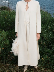 Abrigo de mujer buen precio Miah Cachemira abrigo largo con botones 20% Cachemira 80% lana prendas bolsas Whiteant fabricante Original - Product Image 2