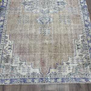 Alfombra Grande Vintage de 5.2x8.9 pies, Alfombra de Lana Abstracta Azul Turca - Product Image 2