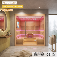 PLOUTARA Sauna infrarouge lointain de luxe pour intérieur, en bois massif, avec chauffage à panneaux en carbone, en cèdre canadien, plafond vitré Starlight, pour villa