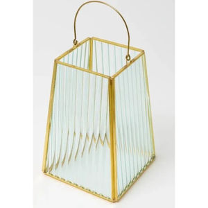 Lanterne en laiton artisanale en gros, porte-bougie avec verre, finition dorée élégante, géométrique en métal, pour la décoration de la maison, des mariages et des événements - Product Image 2