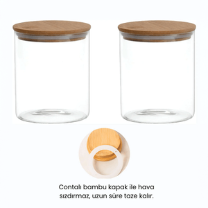 Minimalist Cylinder <b>Glass</b> Spice <b>Jars</b> 200ml Microwavable Bamboo <b>Lid</b> Dishwasher Safe - Product Image 4
