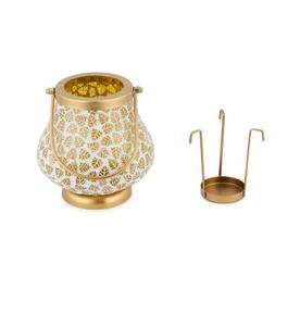 Support de lumière T fini mosaïque de verre jaune avec du métal pour la maison Festival noël fête de mariage décoratif Table Top décor utilisation - Product Image 4