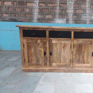 Solid Mango Wood Modern Antique <b>Sideboard</b> Storage Cabinet Drawers Doors Durable Eco-Friendly Handmade Living Kitchen Bedroom - Product Image 3