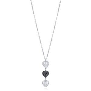 Trendy Multi Layered Necklace Heart Shape Zircon Stone Venta al por mayor 925 Sterling Silver Jewelry - Product Image 5