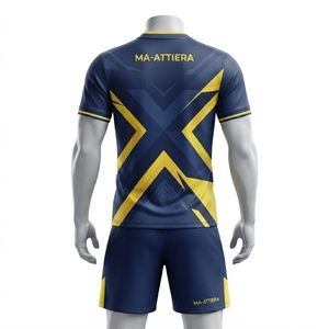 Ensemble de maillots de football pour hommes MA-ATTIERA, bleu marine et jaune, motif X, polyester respirant, vêtements d'équipe, uniformes pour adultes, OEM - Product Image 6