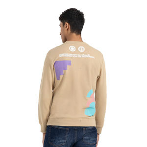 เสื้อสเวตเตอร์คอกลมพิมพ์ลายสีเบจสำหรับผู้ชายเสื้อมีฮู้ดผ้าคอตตอนผ้าฟลีซผสมโพลีเอสเตอร์ใส่สบายสำหรับฤดูหนาว - Product Image 3