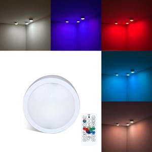 Lampes à LED RGB modernes, alimentées par piles, lampes de placard avec télécommande pour cuisine, salon, chambre à coucher - Blanc froid - Lot de 3 - Product Image 1
