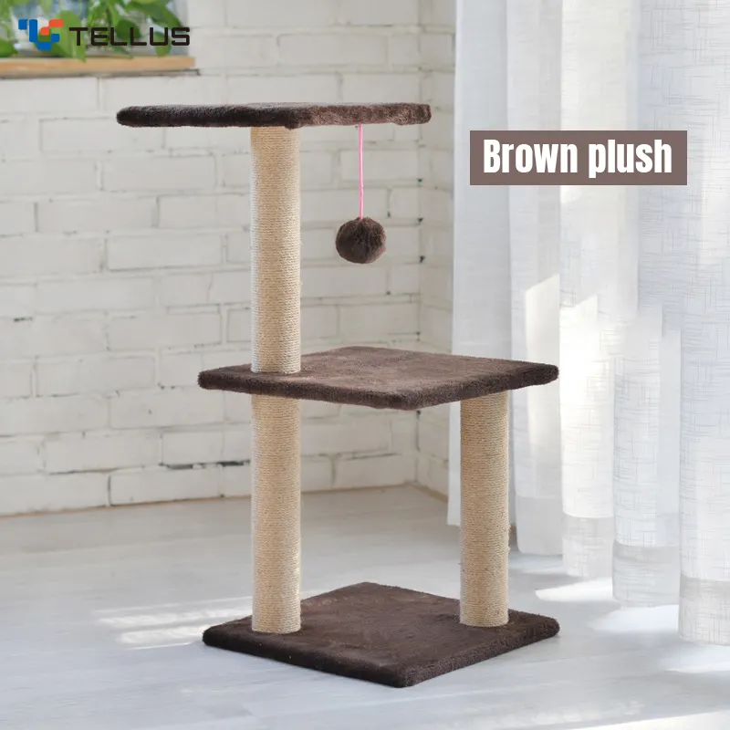 Wholesale Durable Wood and Sisal Cat Scratcher Shape Climbing Frame Funny Tunnel Cat Tree House for Playing Post Small Animal