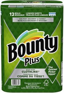 Bounty Plus Select-A-Size, rouleaux de papier essuie-tout blancs longs, aspect tissu, 12 rouleaux de 2 plis, 86 feuilles chacun - Product Image 6