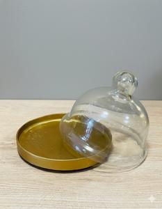 Dôme à gâteau en aluminium moulé artisanal avec couvercle en verre pour une utilisation décorative dans la cuisine et la table à manger - Product Image 1