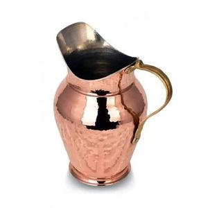 Hand Hammered Ottoman Style Antalya <b>Copper</b> Carafe No:2 for Beverage Service, Surahi NICKEL Color Authentic and Oriental Design - Product Image 6