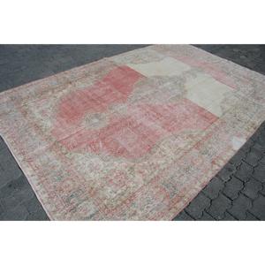 พรมวินเทจสไตล์ตุรกี ขนาด 7.2x10.9 ฟุต พรมขนาดใหญ่ พรมลายดอกไม้สีแดง - Product Image 3