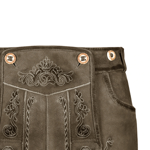 Lederhosen Bávaros Auténticos de Primera Calidad al por Mayor, Pantalones Cortos Tradicionales Alemanes de Gamuza Genuina para Hombre con Tirantes para el Oktoberfest - Product Image 6