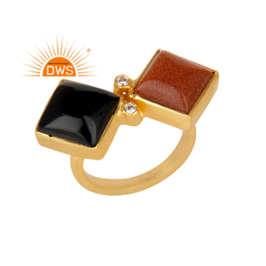 Último diseño hecho a mano 18K chapado en oro Multi piedra preciosa anillo apilable Demi joyería fina para mujer regalo para ella - Product Image 1