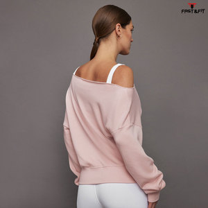 Nueva moda mujer fuera del hombro sudadera antiarrugas transpirable y liso precio al por mayor para adultos y niñas - Product Image 3