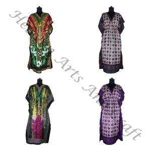 KFL019 Caftan long sans manches en pure soie à la mode grande taille vêtements de nuit pour femmes - Product Image 2