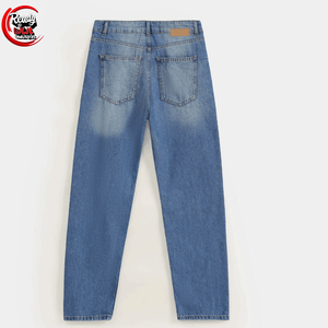 Pantalones vaqueros cómodos holgados de estilo callejero para mujer, pantalones vaqueros de algodón suave transpirables de cintura media para verano - Product Image 5