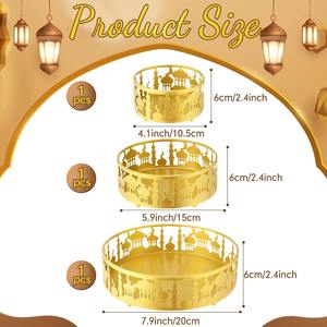 Bandeja DE SERVICIO DE METAL islámico con diseño de estrella lunar y mezquita, perfecta para fechas de Iftar de Ramadán, frutas secas y regalos de Eid - Product Image 3